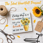 Everyday Is A New Beginning Wooden Sign, Farmhouse Sunflowers Desk Decor for Home, Bedroom, Office, Inspirational and Motivational Gifts for Women Men (A04) - Image 5