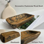 Wooden Dough Bowls Decorative，Rustic Bread Long Bowls Decor Wood Tray, Hand Carved For Table Centerpiece Decor, Home Decor (10 * 6 * 2 inch Brown) - Image 3