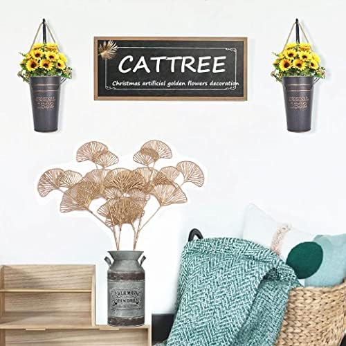 Christmas Artificial Plants Decoration 26" Tall, CATTREE Fake Plastic Golden Apricot Leaves Simulation Ginkgo Leaf Grass for Wedding Party Indoor DIY Home Office Table Centerpieces Decor Gold - 2 Pack - Image 6
