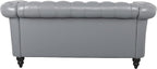 LEVNARY Leather Sofa, Chesterfield Tufted Upholstered 2 Seater Couch, Modern - Image 7