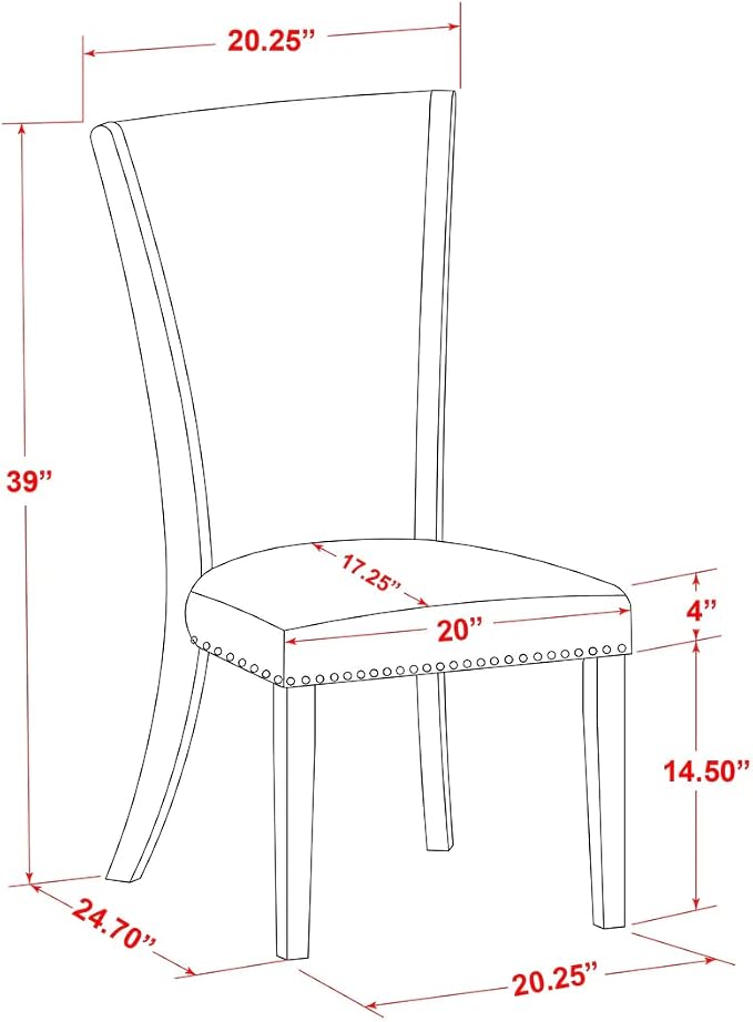 East West Furniture VEP8T24 Verona Parson Dining Chairs - Image 8