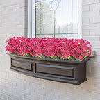Outdoor Artificial Fake Flowers Plants - 24 Bundles Outside Artificial Violet Plastic Faux Flowers Outdoor Shrubs for Indoor Outdoor Decor (Rose Red) - Image 3