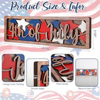 COCHIE Vintage 4th of July Decorations for Office, Home, Table, Mantel, Shelf, Desk, 4 x 11 Inch USA Flag Star Sign, Wooden Fourth of July Decor, Farmhouse Red Blue White Patriotic Centerpiece (Star) - Image 2