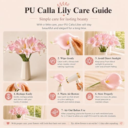 Mandy's 20pcs Light Pink Calla Lily Artificial Flowers - Image 6