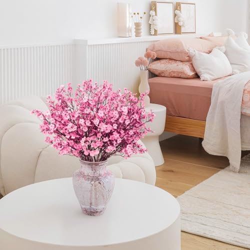 8Pcs Artificial Babys Breath Flowers Real Touch Pink Fake Flower Decoration - Image 5