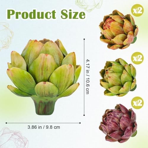 6Pcs Large Faux Artichokes, Bowl Filler Decor for Home Kitchen - Image 2