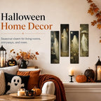 Vintage Halloween Sign, Ghost Decor Wall, 4 Pcs Halloween Hanging Signs - Image 4