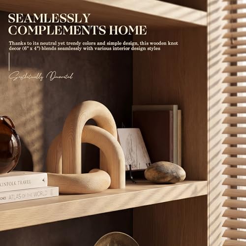 EOSAHR Pine Wood Arch Decor Set: Wood Sculpture for Shelf Decor, Natural - Image 5