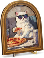 3D Funny Pizza Cat Wall Art Sign for Kitchen Decor, Cool Sunglasses Cat Portrait Decor, 8x10 Inch by Unknown