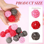 Yaomiao 15 Pcs Decorative Wicker Rattan Ball, 1.8 in, Pink Red Gray - Image 2