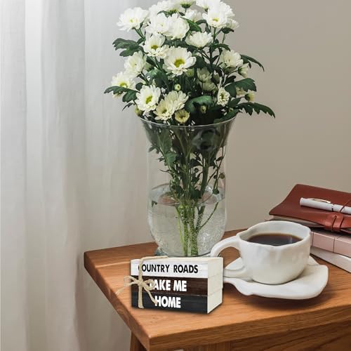 Decorative Books for Home Decor, Rustic Wood Book Stack for Table Decor, Country Roads Take Me Home Decoration Books for Living Room Bookshelf, Farmhouse Stacked Books Decoration (L61) - Image 6