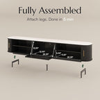 POVISON Fully-Assembled Sliding Tambour Door TV Stand, Mid Century Modern - Image 5