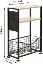 Skinny Side Table with Storage, 3 Tier Slim Side Tables - Image 2