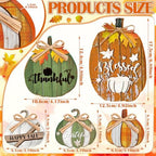 5 Pcs Fall Pumpkin Decor for Home Green Pumpkin Wooden Table Centerpiece - Image 2