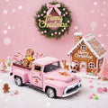 Pink Gingerbread Christmas Decor Metal Truck with Mini Candy Cookie Box by Teeloray