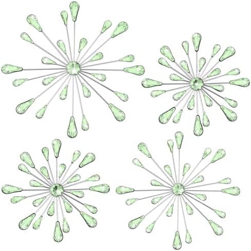 Hicarer 4 Pcs Starburst Wall Decor, Bling Metal Wall Art, Green - Image 2