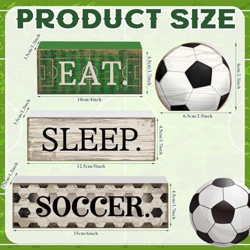 Yuntau 4 Pcs Soccer Table Decor Wooden Sign, Rustic Tiered Tray Decor - Image 2