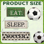 Yuntau 4 Pcs Soccer Table Decor Wooden Sign, Rustic Tiered Tray Decor - Image 2