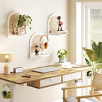 Rattan Wall Shelf Set of 3, 7''White Rattan Shelves with Wicker Decor, Boho Decor Small Floating Shelves for Wall, Arched Shelf for Plant Figurines Display,Mini Shelves for Knick Knack Storage - Image 7