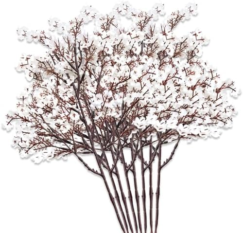 Babys Breath Artificial Flowers 8 Bundles White Real Touch UV Resistant Fake Flowers Silk Faux Flowers for Vase Home Office Wedding DIY Floral Indoor Outdoor Centerpiece Table Decoration - Image 6