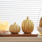 FESTGLOX Pumpkin Fall Decor Indoor, 2Pcs Resin Gold Pumpkin for Decorating - Image 4