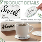 Queekay House Warming Gifts New Home Farmhouse Coasters Set of 6, Sage - Image 3
