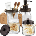 Amolliar Mason Jar Bathroom Accessories Set, 4Pcs Glass Bathroom Set,Bronze by Amolliar