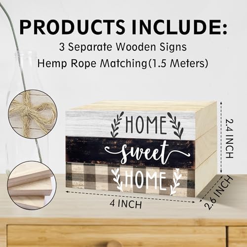Decorative Books For House Decor, Faux Wood Book Stack Decor, Home Sweet Home Funny Stack Book Decors, Stacked Display Books For House Nightstand Decoration Housewarming Gift, Three Pieces -C(03) - Image 2