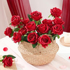 200Pcs Red Roses Artificial Flowers, Realistic Silk Fake Roses Bouquet - Image 2