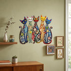 Wesiti Metal Cat Wall Art Decor Colorful Sculptures Mid Century 11.6x10.5 - Image 3