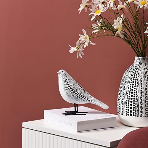 Quoowiit Bird Figurine, Modern Sculpture and Statues for Home Decor, Animal Statues for Bookshelf, Table, Entryway, Fireplace, Resin Decorative Sculpture with Chic Polka Dots Art Design (White) - Image 5