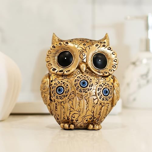 TOHLUCS Owl Statue Home Decor Accents with Evil Eye.Gold Decor for Bookshelf, Bedroom, Living Room, Office, Table and Shelf.Vintage Owl Figurines Gifts for Birds Lover.Cute Small Animal Sculptures. by Thecreationofstatues