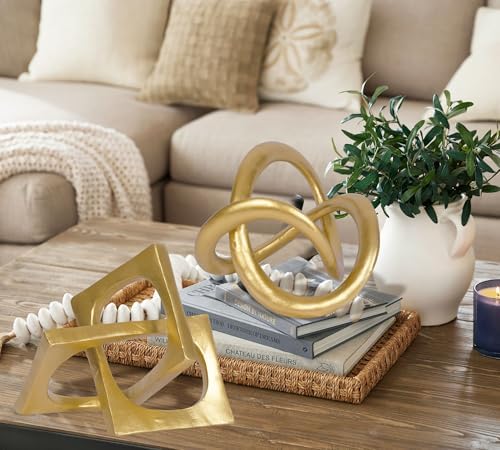 Modern Geometric Round Sculpture Gold Knot Statue Decor Tabletop Sculpture and Figurines Round Decorative Ornaments Knick Knacks Home Decor for Shelves Coffee Table Bookshelf Decoration Gifts - Image 3