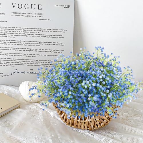 N&T NIETING 24Pcs Babys Breath Artificial Flowers Bulk, Blue - Image 7