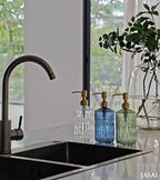 JASAI 18Oz Blue Glass Soap Dispenser with Golden Pump for Dish Soap - Image 7