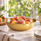 Creative Co-Op Round Hammered Metal Serving and Mixing Bowl, Gold Finish - Image 7
