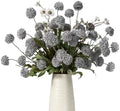 Mixed 10 Pcs Artificial Pompon Mum Set-8 Chrysanthemum & 2 White Daisy, Blue Silk Faux Flower for Vase Fall Floral Arrangements Wedding Centerpiece DIY Home Indoor Outdoor Decor (No Vase) by ENALGRE