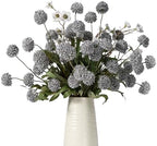 Mixed 10 Pcs Artificial Pompon Mum Set-8 Chrysanthemum & 2 White Daisy, Blue Silk Faux Flower for Vase Fall Floral Arrangements Wedding Centerpiece DIY Home Indoor Outdoor Decor (No Vase) by ENALGRE