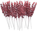 20 PCS 18.5" Artificial Eucalyptus Stems, Real Touch Leaves, Red by FuleHouzz