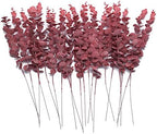 20 PCS 18.5" Artificial Eucalyptus Stems, Real Touch Leaves, Red by FuleHouzz