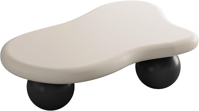 47.2” Cloud Coffee Table with 3 Ball Legs, Modern Irregular Center Table - Image 9