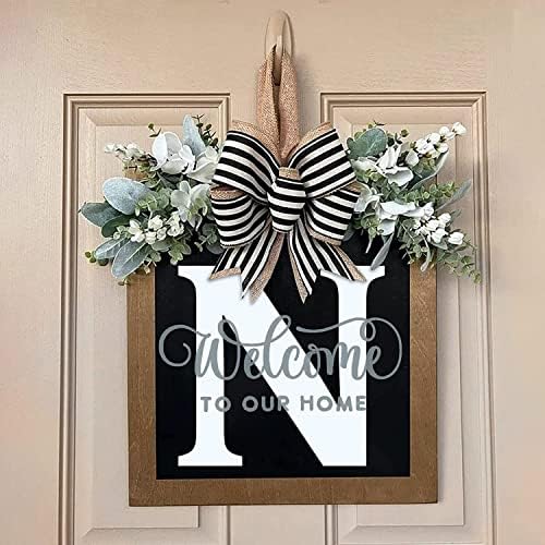 Last Name Front Porch Decor, Welcome Sign Door Wreath, Outdoor Decorations, 26 Letter Hanging Monogram (N) for All Seasons - Image 3