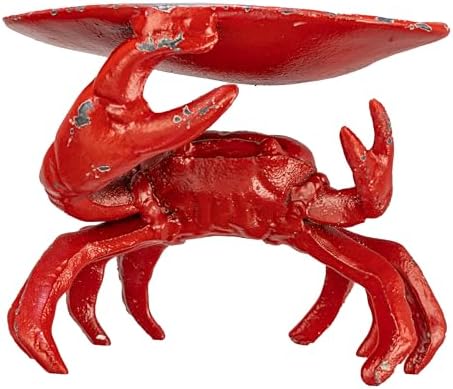 Creative Co-Op Distressed Cast Iron Crab Shaped Decorative Dish, Red - Image 4