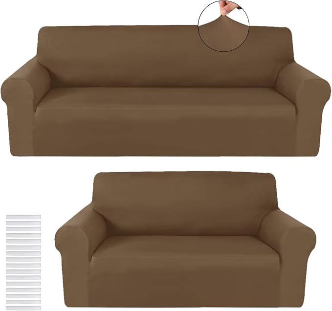 Peryiter 2 Pcs Sofa Covers Couch and Loveseat Covers Set Stretch Sofa Slipcover by Peryiter