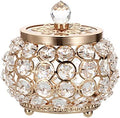 Hipiwe Crystal Jewelry Box with Glass Lid Small Gold Trinket Organizer by Hipiwe