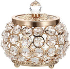 Hipiwe Crystal Jewelry Box with Glass Lid Small Gold Trinket Organizer by Hipiwe