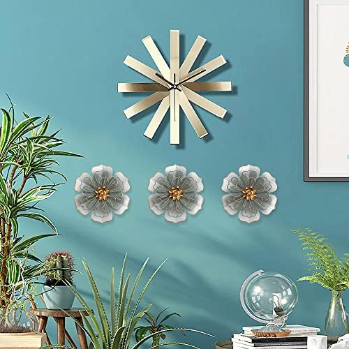 Metal Flower Wall Art Decor, 8.3" Rustic Modern Floral Sculpture, Distressed Iron Wall Hanging Home Decoration Accent Artworks for Indoor Kitchen Bedroom Living Room Office Outdoor Garden Patio - 06 - Image 3