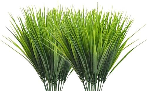 CATTREE Artificial Shrubs Bushes, Plastic Wheat Grass Green Leaves Fake Plants Wedding Indoor Outdoor Home Garden Verandah Kitchen Office Table Centerpieces Arrangements Christmas Decoration 4 pcs by CATTREE