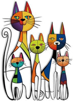 Wesiti Metal Cat Wall Art Decor Colorful Sculptural Mid Century 10.6x15.7 by Wesiti
