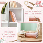 3 Set Linen Decorative Books with Beaded Garland, Classic, Dark Pink - Image 5